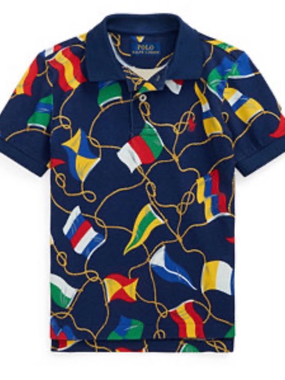 Polo Ralph Lauren Toddler Little Boys Nautical-Flag Cotton Mesh Polo Shirt Sz 2